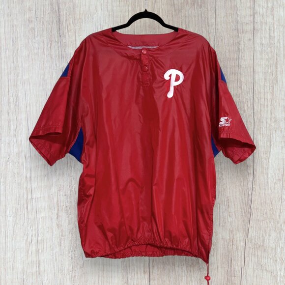 Starter Phillies Vintage Diamond Collection Pullover Jacket Red Mens XL - Picture 1 of 7
